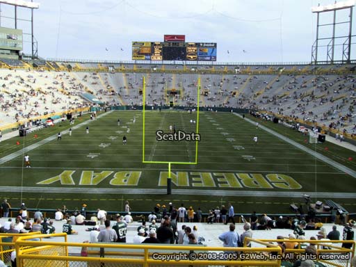 Seat view from section 100 at Lambeau Field, home of the Green Bay Packers